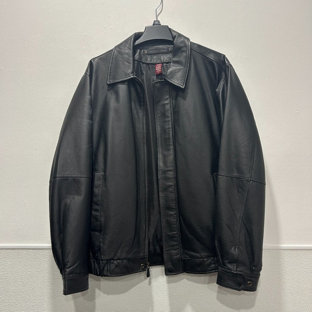 Covington Black Leather Stitched Jacket (L)